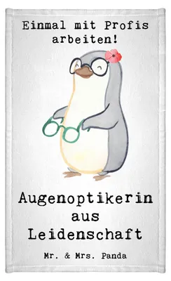 Produktbild von Mr. & Mrs. Panda Mini-Handtuch Augenoptikerin Leidenschaft - Weiß - Geschenk, Handtuch Klein, Brillengeschäft, Lustig, Gästehandtuch 30x50, baumwolle, Spruch, Witzig