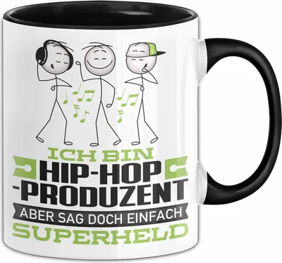Produktbild von Hip-Hop-Produzent Geschenk Tasse Ich Bin Hip-Hop-Produzent Aber Sag Doch Einfach Superheld Lustige Geschenkdiee für Hip-Hop-Produzent Kaffee-Becher (Schwarz)
