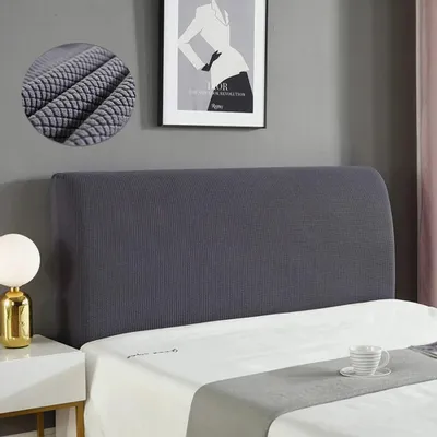 Image de Tête de lit Housses Housse de tête de lit petite housse de tête de lit carrée en jacquard Douceur Tête de lit élastique 59"-67" King - Gris foncé