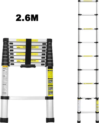 Produktbild von Jopassy teleskopický rebrík výsuvný rebrík bix 150 kg stabilný hliníkový rebrík 2,6 m