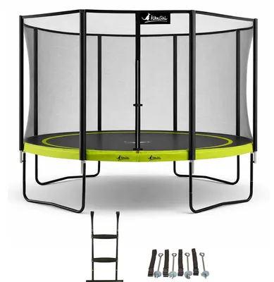 Image de KANGUI Trampoline de jardin 365 cm + filet de sécurité + échelle + kit ancrage - PUNCHI Vert 360
