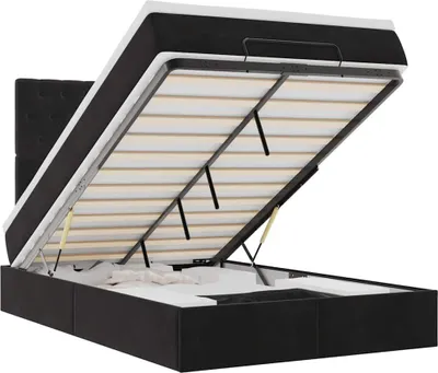 Produktbild von vidaXL Ottoman-Bett mit Matratzen & LEDs Schwarz 120x190 cm Samt