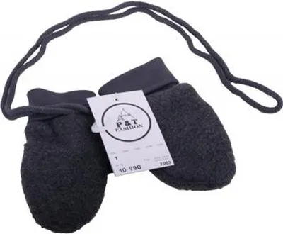 Produktbild von P&T Baby Fäustlinge mit Kordel - Microfleece Handschuhe - Dunkelgrau - 0-1 Jahre