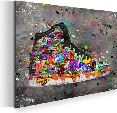 Produktbild von Wandbild Leinwandbild Street Art Sneakers, Schuh Kunstdruck XXL Wanddeko: 90x60x4cm