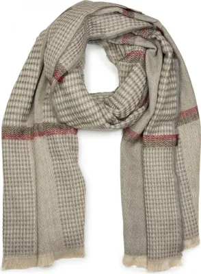Produktbild von styleBREAKER breiter XXL Schal mit Fischgrät Karo Muster, Zierstreifen und Fransen, Strickschal, Uni 01017027