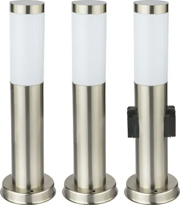 Produktbild von 3er Set LED Stehleuchten für den Garten mit Steckdosen