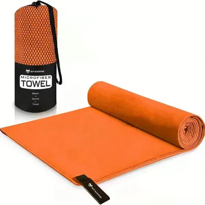 Produktbild von Ręcznik z mikrofibry szybkoschnący miękki siłownia plaża basen 130x75 cm, pomarańczowy