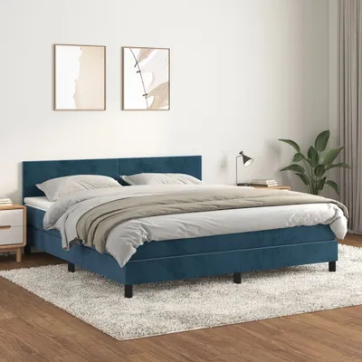 Produktbild von Maison Exclusive - Boxspringbett mit Matratze Dunkelblau 180x200 cm Samt