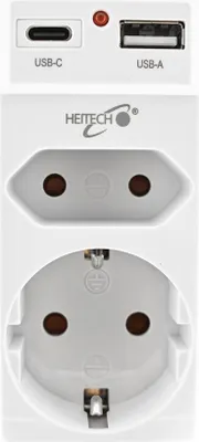 Produktbild von Heitech 6x 2-fach Steckdosenadapter mit 1 USB und 1 USB Type-C Ladeanschlüssen, max. 2,1A Ladestrom