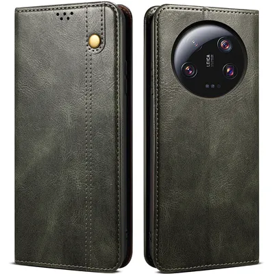 Obrázek produktu pro Pouzdro pro Xiaomi 13 Ultra, kožené flip pouzdro peněženka s funkcí stojánku zelené