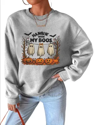 Produktbild von Hoodie Halloween Kostüm Damen, Gruselig Kapuzenpullover, Longsleeve Loose Damen Tops