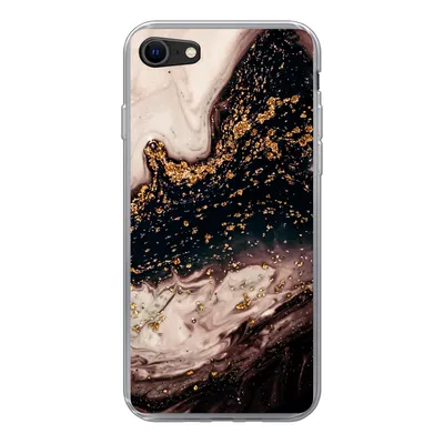 Produktbild von MuchoWow® Handyhülle Schutzhülle Hülle für iPhone 7 Naturstein - Gold - Schwarz Silikon Softcase Handy Hülle - Kartenhalter