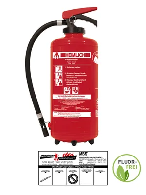Produktbild von Heimlich S9 HeK-4 fluorfrei 9L Aufladefeuerlöscher inkl. Halterung u. Plakette