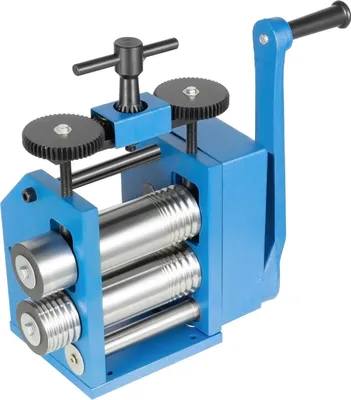 Produktbild von Schmuckwalzwerk - Manuell 3-in-1 Walze & Presse - Für Gold und Silber - Metallkonstruktion - Blau