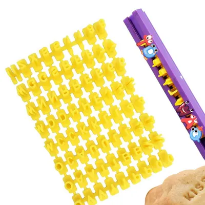 Productafbeelding van Uitsteekvormen met letters en cijfers, taartstempels, suikerpasta-/letterstempels voor taarten, koekjes, berichten en fondant (72 letters van het alfabet)
