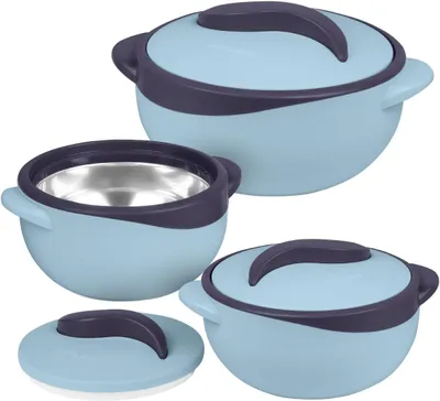 Isolierte Schüsseln 3er Set 2,6/1,5/1 qt. Edelstahl blau