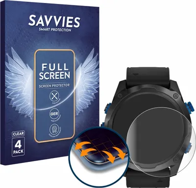 Produktbild von 4x Savvies Fullscreen Schutzfolie für Garmin Descent Mk2i Displayschutz Folie Fullcover Klar Transparent
