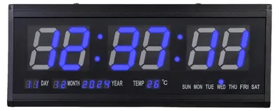Immagine prodotto di Orologio digitale a LED, doppio display, sensore di luce notturna, nero e blu