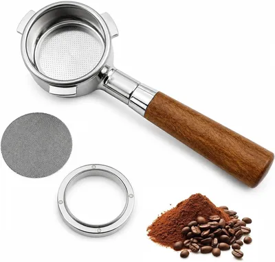 Immagine prodotto di Set di portafiltri da 54 mm senza fondo, con manico in legno
