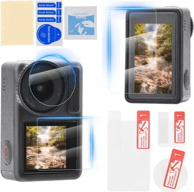 Obrázok produktu pre Ochranná fólia z tvrdeného skla na objektív a displej pre DJI OSMO Action 4 - 3 ks.