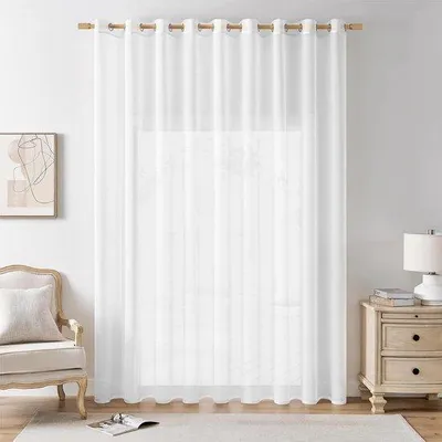 Image de Rideaux transparents blancs, larges et striés, pour salon et chambre