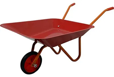 Produktbild von Kinder Schubkarre 10 L, rot und gelb, 75x38x33 cm, Stahlrahmen, Kunststoffrad, für Garten