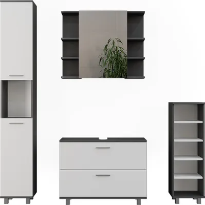 Obrázek produktu pro Koupelnový nábytek Vicco Ilias Antracitová/bílá 4 díly, Model 55515