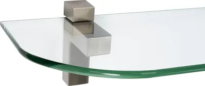 Produktbild von Glasregal 6mm + Clip QUADRO, Befestigungsclip :Quadro Edelstahloptik, Nachbildung:Satiniert, Größe :40 x 30 cm