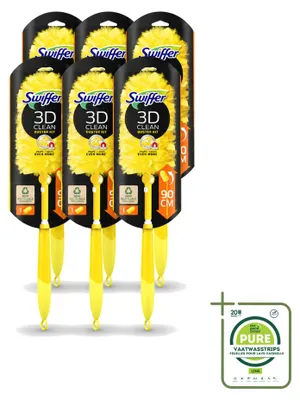 Imagen del producto de 6 unidades de plumero telescópico Swiffer Duster XXL con mango de 90 cm y 1 paño para el polvo – Pack grande