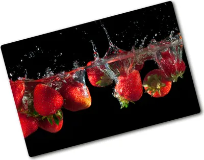 Produktbild von Tulup Glas Herdabdeckplatte - 80x52 cm - Glaskeramikkochfeld-Abdeckung Spritzschutz Glasabdeckplatte - Einteilig - Essen & Getränke - Erdbeeren Wasser - Rot