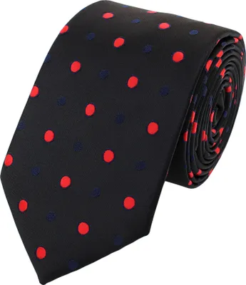 Produktbild von Fabio Farini - 1 Stück verschiedene Herren Schlips - Krawatten mit Punkten in 6cm Breite Schmal (6cm), Schwarz (Dunkelblau, Rot)