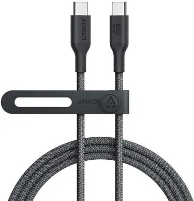 Produktbild von Anker PowerLine 544 - USB-Kabel - 24 pin USB-C (M) zu 24 pin USB-C (M) - 1.83 m - Schnelladung, USB Power Delivery (140W) - Phantomschwarz