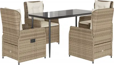 Produktbild von vidaXL 5-tlg. Garten-Essgruppe mit Kissen Beige Poly Rattan