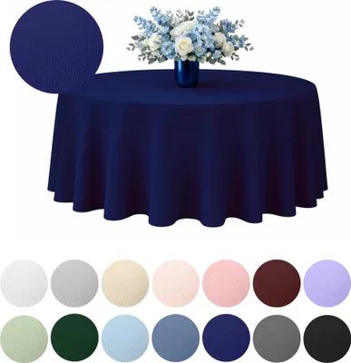 Produktbild von MEBLE ODNOWA, Runder Tischdecken-Bezug, Matt Tischdecke, Navyblau, 320 cm, Bankett und Hochzeitstischdecke, Tischschutz, Elegant, Formstabil, Elastisch, Strapazierfähig, Maschinenwaschbar