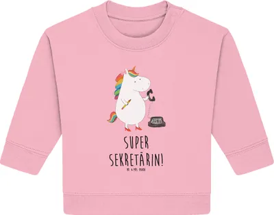 Produktbild von Mr. & Mrs. Panda Organic Baby Pullover Einhorn Sekretärin 12. - 18. Monat - Baumwolle Pink - Geschenk, Bullover, Einhörner, Unicorn, Büro, Steuerkanzlei