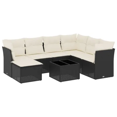Produktbild von vidaXL 8-tlg. Garten-Sofagarnitur mit Kissen Schwarz Poly Rattan