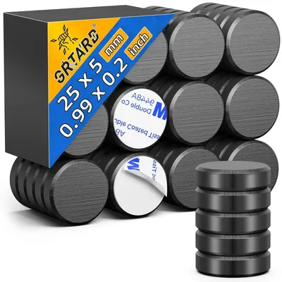 Produktbild von Neodym Magneten, 25 mm Durchmesser, 5 mm dick, 30 Stück, selbstklebend für Bastelarbeiten