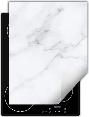 Produktbild von DarHaus Herdabdeckplatte Einteilig Küche Abdeckplatte für Glaskeramikkochfeld Abdeckung Induktionskochfeld Aufrollbare Matte 40x52 cm, weiß - Marmor