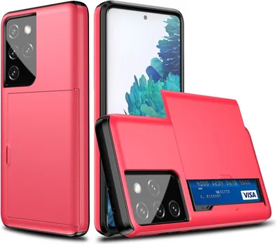 Produktbild von König Design Hülle kompatibel mit Samsung Galaxy S21 Ultra Kunststoff Soft Handyhülle - Handy Case Rot