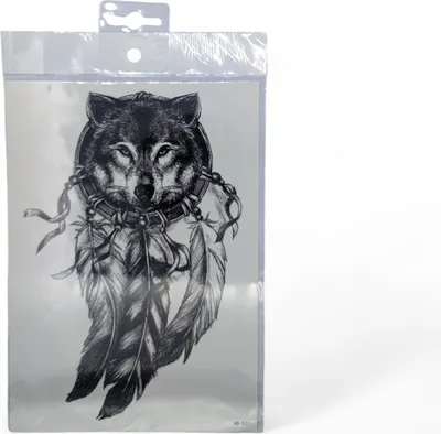 Produktbild von Temporäre Tattoos – Kunstvolle Designs für Ausdrucksstarke Körperschmuck Wolf & Traumfänger