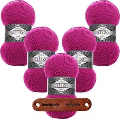 Produktbild von 5 x ALIZE Superlana Midi 149 fuchsia mit Label