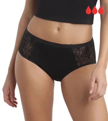 Image de Dim slip menstruel protect period pants lace high flow black femmes
