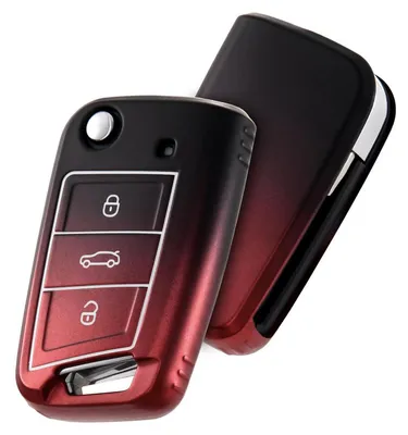 Produktbild von Autoschlüssel Hülle Gradient TPU für VW Golf 7 Polo Tiguan Skoda 3-Tasten Gradient Rot