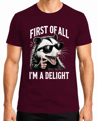 Obrázek produktu pro Tričko s potiskem "Opossum Cool Statement" (sarkastický vtip), barva: vínová, velikost: XL