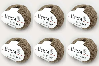 Image de 6 pelotes de Berta by Permin – fil à tricoter en laine et coton Oeko-Tex (17 marron clair)