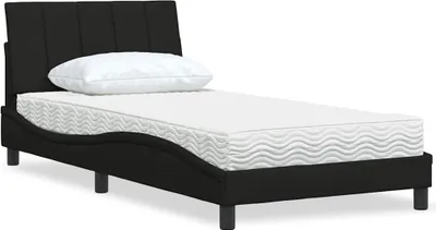 Immagine prodotto di Maison Exclusive - Letto con materasso "Hanko" nero 100x200 cm in tessuto