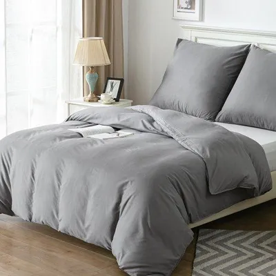 Produktbild von Unyqoos® Microfiber-Bettwäsche mit atmungsaktivem und weichem Bettbezug 135x200 cm und Kissenbezug 80x80 cm in Grau