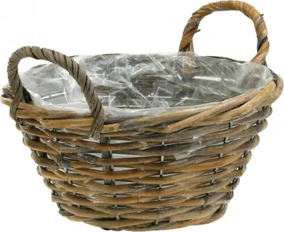 Produktbild von Blumendeko Holzkorb Pflanzgefäß Natur Shabby Chic H12cm Ø24cm