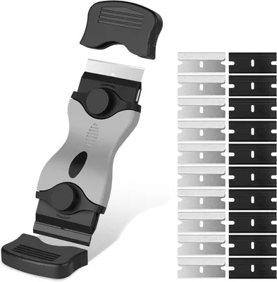 Imagen del producto de Raspador cerámico con cuchillas de acero inoxidable, de doble cara, para placas de cocina y hornos