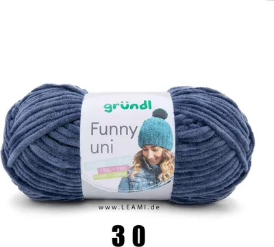 Produktbild von Gründl Chenillegarn Funny uni,100g/120m,Babywolle,100% Polyester,Häkel-und Strickgarn 30 jeans